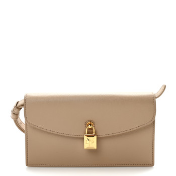 LORO PIANA Grained Calfskin Extra Pochette Light Mastic Sun Gold