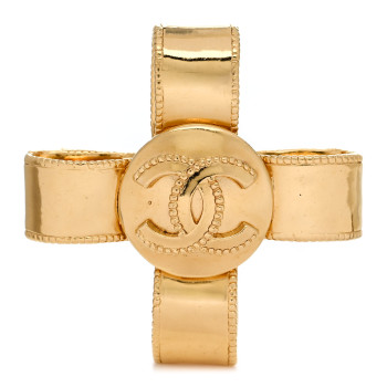 CHANEL CC Cross Brooch Gold