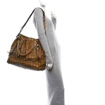 BURBERRY Crocodile Calfskin Lowry Brown