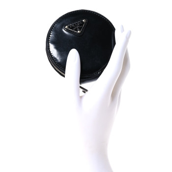 PRADA Spazzolato Round Coin Pouch Bag Charm Black
