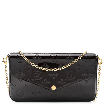 LOUIS VUITTON Vernis Pochette Felicie Chain Wallet Amarante