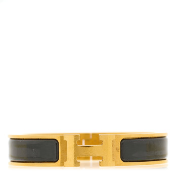 HERMES Enamel Narrow Clic Clac H Bracelet PM Black