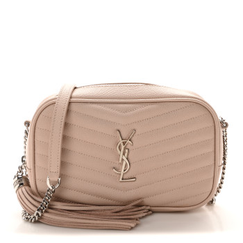 SAINT LAURENT Grain De Poudre Matelasse Monogram Mini Lou Camera Bag Marble Pink