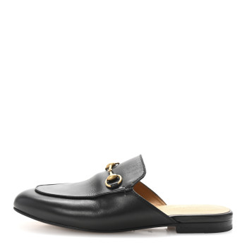 GUCCI Calfskin Womens Princetown Slippers 36.5 Black