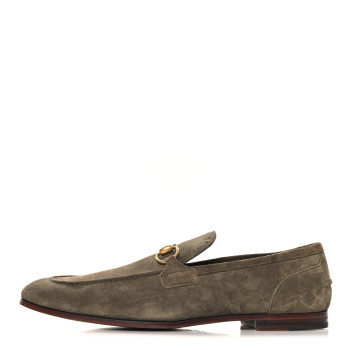 GUCCI Suede Horsebit Mens Jordaan Loafers 9.5 Olive Green