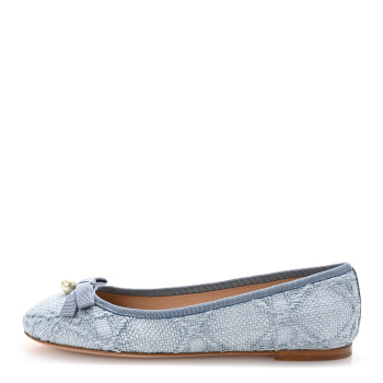 CHRISTIAN DIOR Raffia Cannage Ballet Flat 36 Bleu Pastel