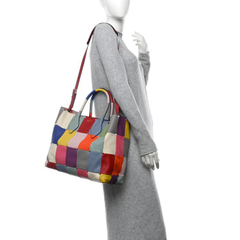 VALENTINO GARAVANI Calfskin Puzzlestud Patchwork Large Tote Multicolor