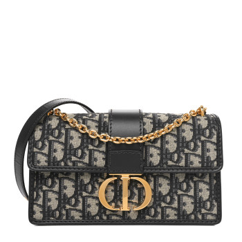 CHRISTIAN DIOR Oblique 30 Montaigne East West Chain Flap Bag Blue