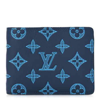 LOUIS VUITTON Monogram Shadow Multiple Wallet Navy River Blue