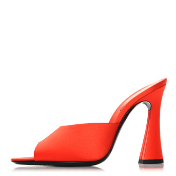 SAINT LAURENT Crepe De Chine Suite Mule Sandals 38 Arancio