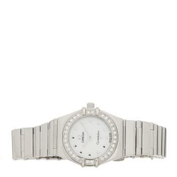 OMEGA Stainless Steel Diamond Bezel Mother of Pearl 22mm Constellation My Choice Quartz Watch 1465.71.00