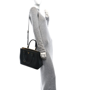 PRADA Saffiano Lux Large Galleria Double Zip Tote Black