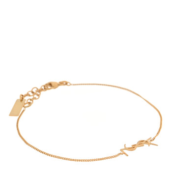 SAINT LAURENT Brass Monogram Charm Bracelet Gold