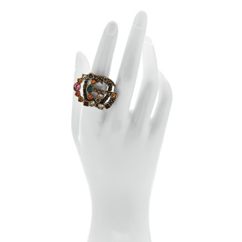 GUCCI Crystal Double G Ring M Multicolor