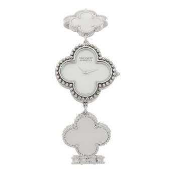VAN CLEEF & ARPELS 18K White Gold Mother of Pearl 26mm Alhambra Quartz Watch