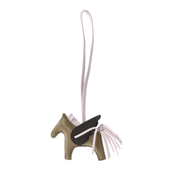 HERMES Milo Lambskin Grigri Rodeo Pegase Horse Bag Charm PM Beige Marfa Mauve Pale Moka