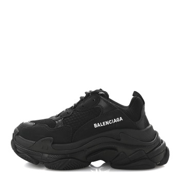 BALENCIAGA Fabric Mesh Womens Triple S Sneakers 36 Black