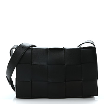 BOTTEGA VENETA Lambskin Maxi Intrecciato Cassette Crossbody Bag Black