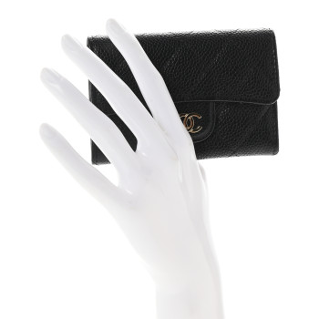 CHANEL Caviar Quilted Flap Card Holder Black