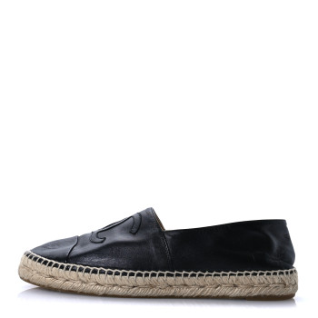 CHANEL Lambskin CC Espadrilles 41 Black