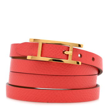 HERMES Epsom Behapi Double Tour Bracelet S Rose Extreme