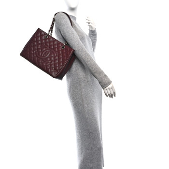 CHANEL Caviar Quilted Grand Shopping Tote GST Dark Burgundy