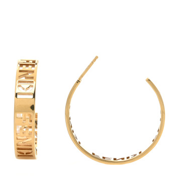 FENDI Bronze Small Signature Hoop Earrings Gold