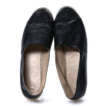 CHANEL Lambskin CC Espadrilles 41 Black