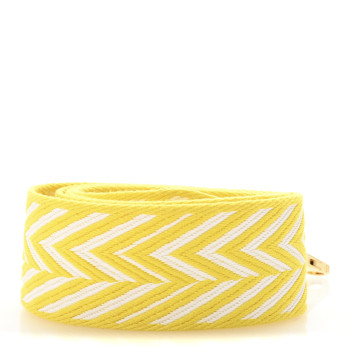 HERMES Toile Swift 50mm Sangle ZigZag Shoulder Strap Jaune Citron White Gold