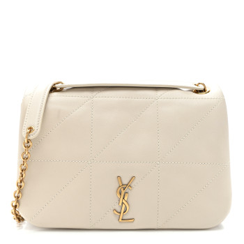 SAINT LAURENT Lambskin Matelasse Monogram Mini Jamie 4.3 Blanc Vintage