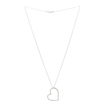 ROBERTO COIN 18K White Gold Diamond .22ct Tiny Treasures Heart Pendant Necklace