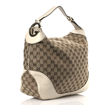 GUCCI Monogram Medium Charlotte Hobo Off White