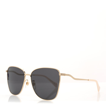 GUCCI Metal Square Frame Sunglasses GG0970S Gold Grey