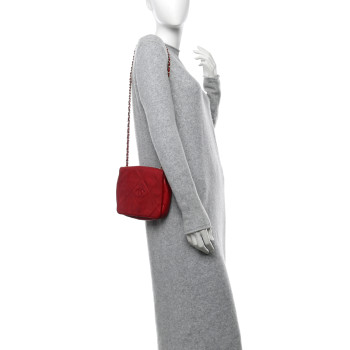 CHANEL Lambskin Quilted CC Shoulder Bag Red