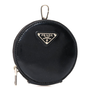 PRADA Spazzolato Round Coin Pouch Bag Charm Black