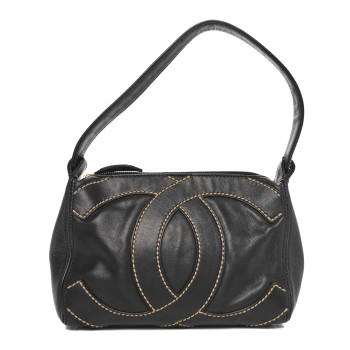 CHANEL Calfskin CC Stitched Small Hobo Black