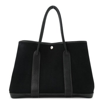 HERMES Toile Vache Country Garden Party 36 Black