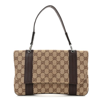 GUCCI Monogram Satchel Dark Brown