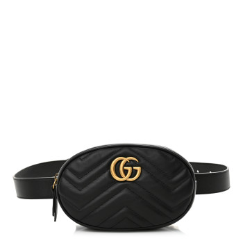 GUCCI Calfskin Matelasse GG Marmont Belt Bag 85 34 Black