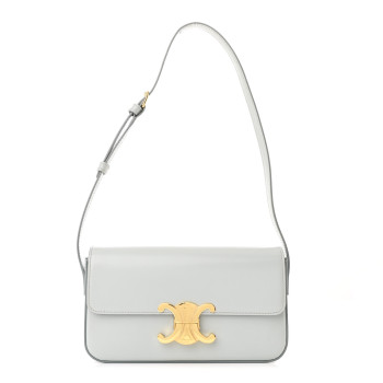 CELINE Shiny Calfskin Triomphe Shoulder Bag Soft Blue