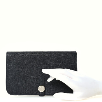 HERMES Togo Dogon Duo Wallet Black