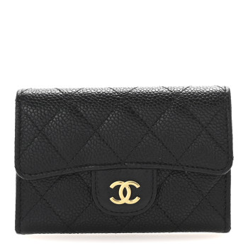 CHANEL Caviar Quilted Flap Card Holder Black