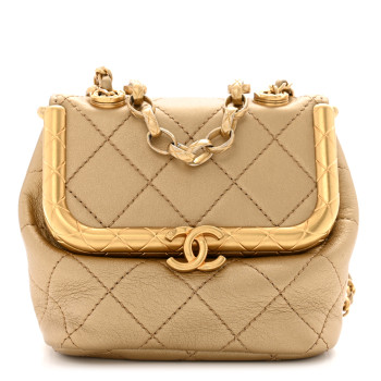 CHANEL Metallic Lambskin Quilted Micro My Crush Bag Gold