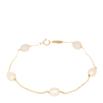 TIFFANY 18K Yellow Gold Cultured Pearl 6-6.5mm Elsa Peretti Pearls By The Yard Bracelet