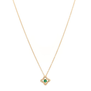 DAVID YURMAN 18K Yellow Gold Diamond Emerald Venetian Quatrefoil Pendant Necklace