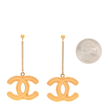 CHANEL CC Drop Earrings Matte Gold