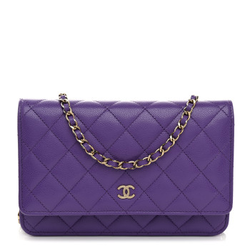 CHANEL Caviar Quilted Wallet On Chain WOC Purple