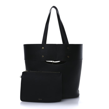CHLOE Smooth Grained Calfskin Medium Aby Tote Black