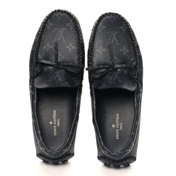 LOUIS VUITTON Monogram Eclipse Mens Arizona Car Shoe Moccasin Loafers 6