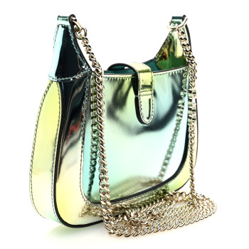 GUCCI Piuma Shade Lux Mirrored Calfskin Mini Jackie Notte Bag Glacial Yellow Silver
